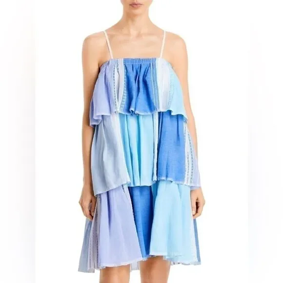 Lemlem Womens Esthal Colorblock Short Dress Swim Cover-up Blue XS $495, swim New - Picture 5 of 13